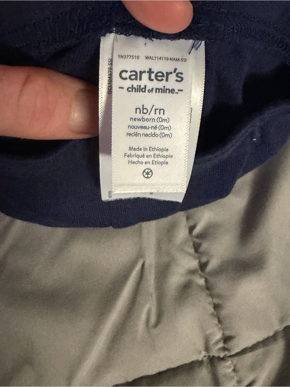 Lot of 2 Carter's Newborn Baby Pants Gray & Navy Pull-On Cotton Knit NB - Picture 4 of 9